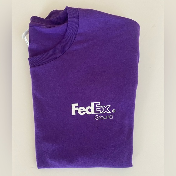 NEW Fruit of the Loom Small Purple Cotton FedEx Ground Logo T-Shirt Unisex Logo - Picture 7 of 8
